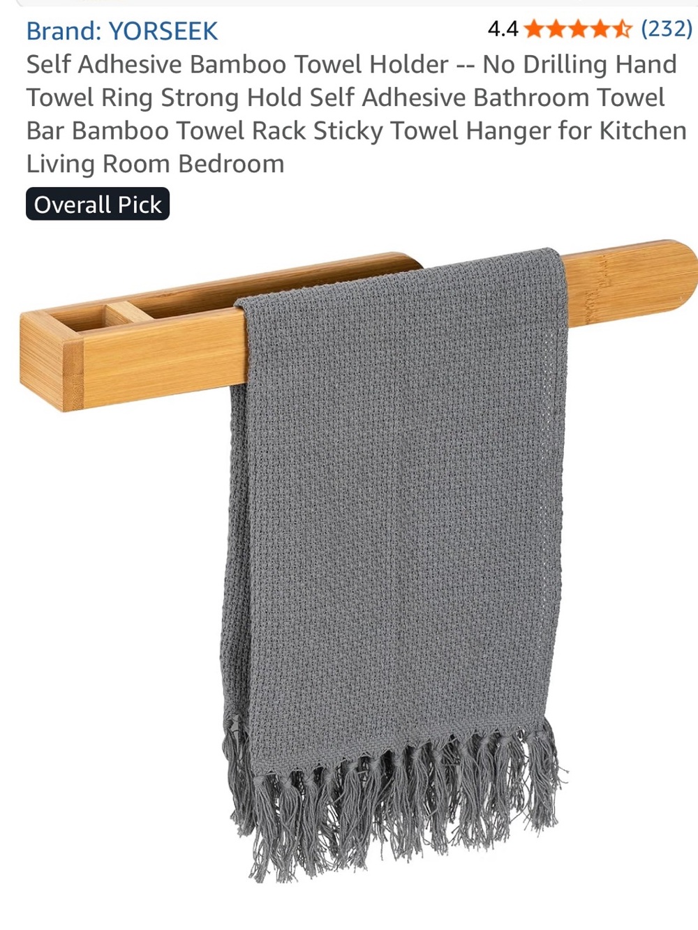 YORSEEK Bamboo Wall Towel Holder